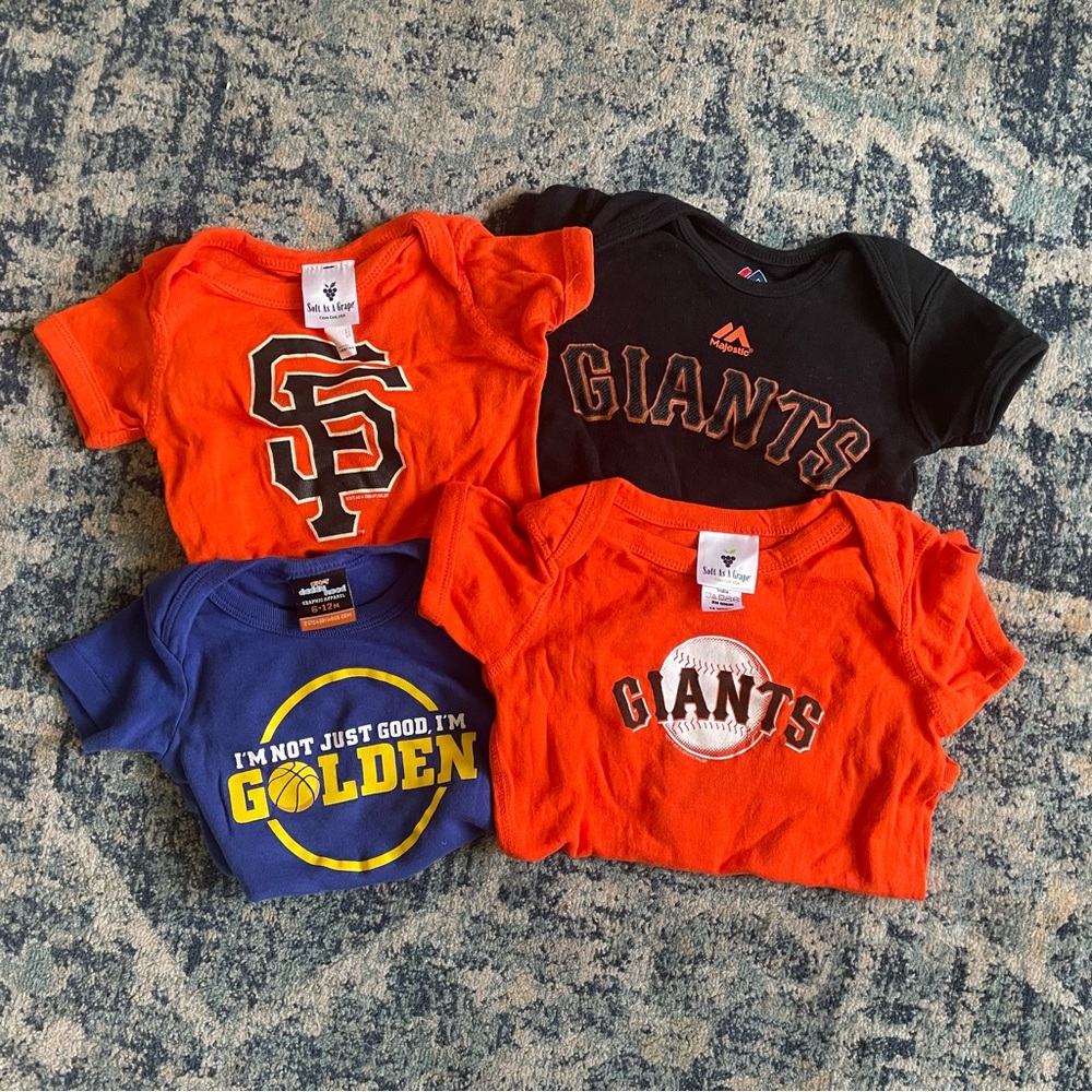 Lot of baby onesies - SF Giants & Golden State Warriors - sizes 6 - 18 months